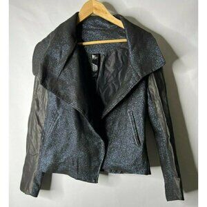 NWOT Young Fabolous & Broke Faux Leather Glitter Blazer Jacket Women's Small